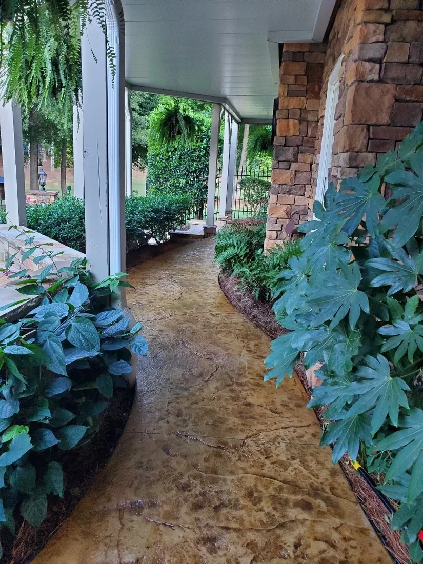 Stamped and stained walkway